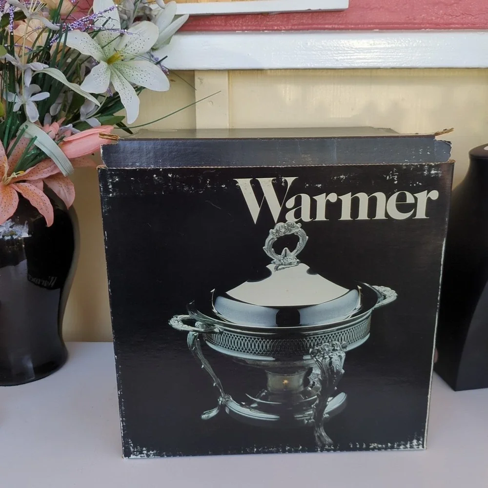 Vintage Silver Plated Leonard Food Warmer w/ Lid, Glass Bowl Insert #5516